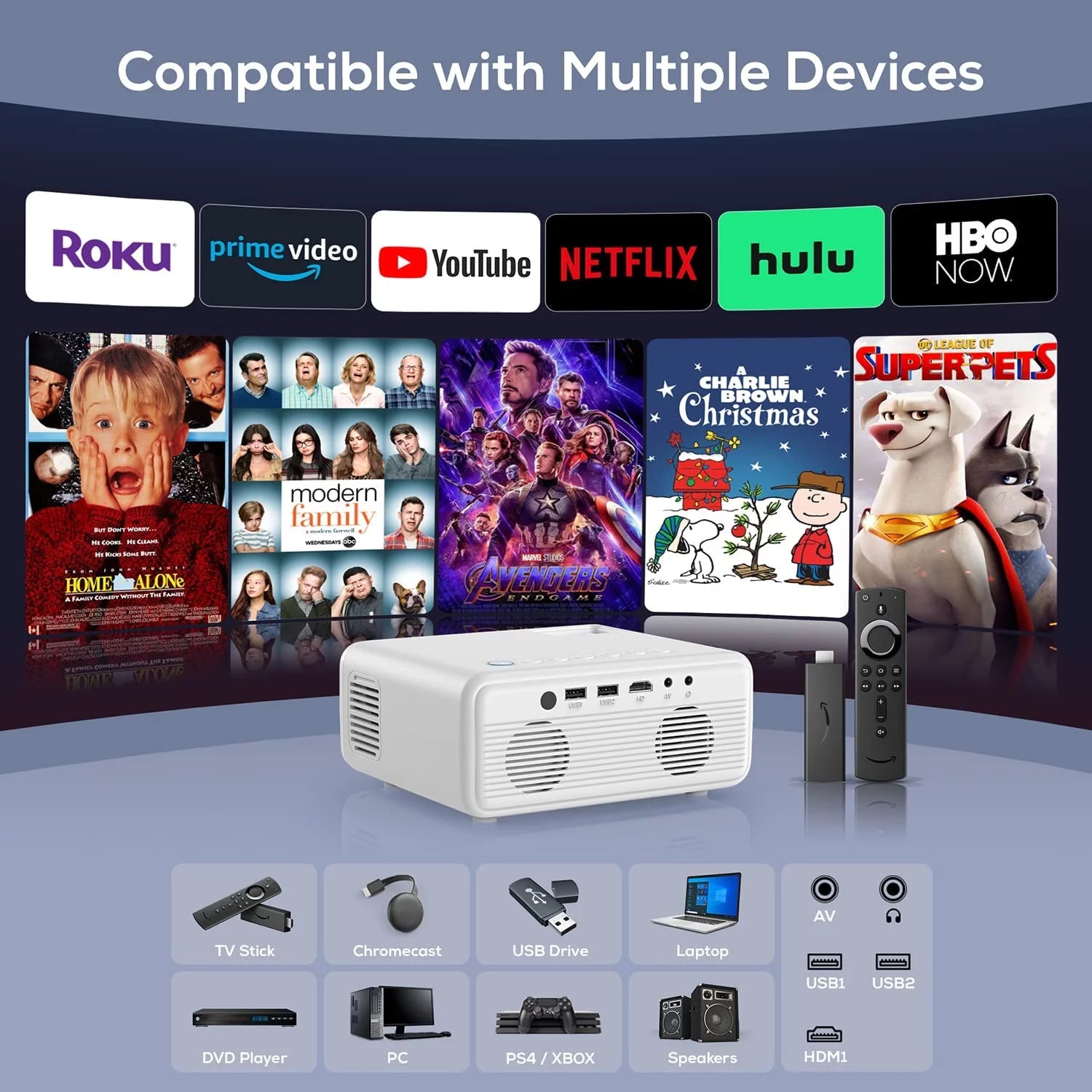 1080P Native Projector with 5G Wifi & Bluetooth 5.2, 9000 Lumens LED, 4K Supported, 180" Display, Portable Home Theater Projector with Carry Bag