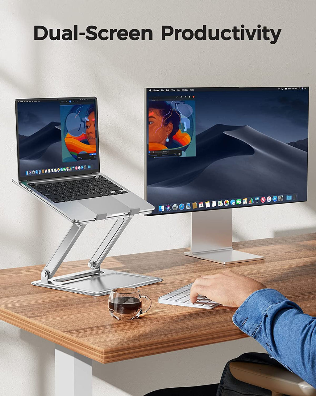 Adjustable Laptop Stand, Portable for 17.3Inch Laptops, Holds up to 17.6Lbs, Ergonomic Posture & Heat Dissipation