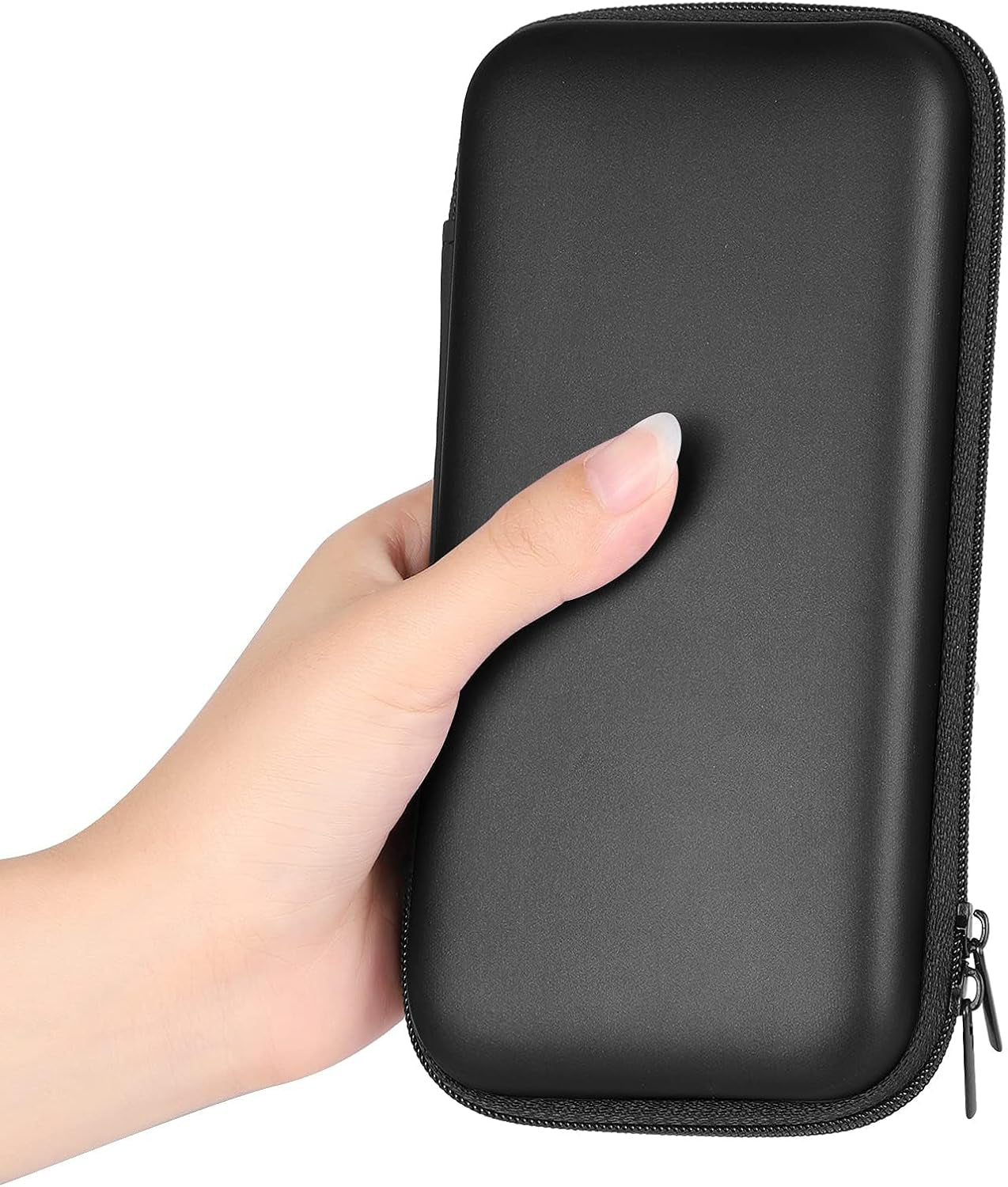 Travel Essential Electronics Organizer Pouch Charger Case, Shockproof Dual Zipper Power Bank Cables Tech Accessories Purse, Men & Women Travel Must Have Storage Bag, 6.5X3.2X1 Inch Black