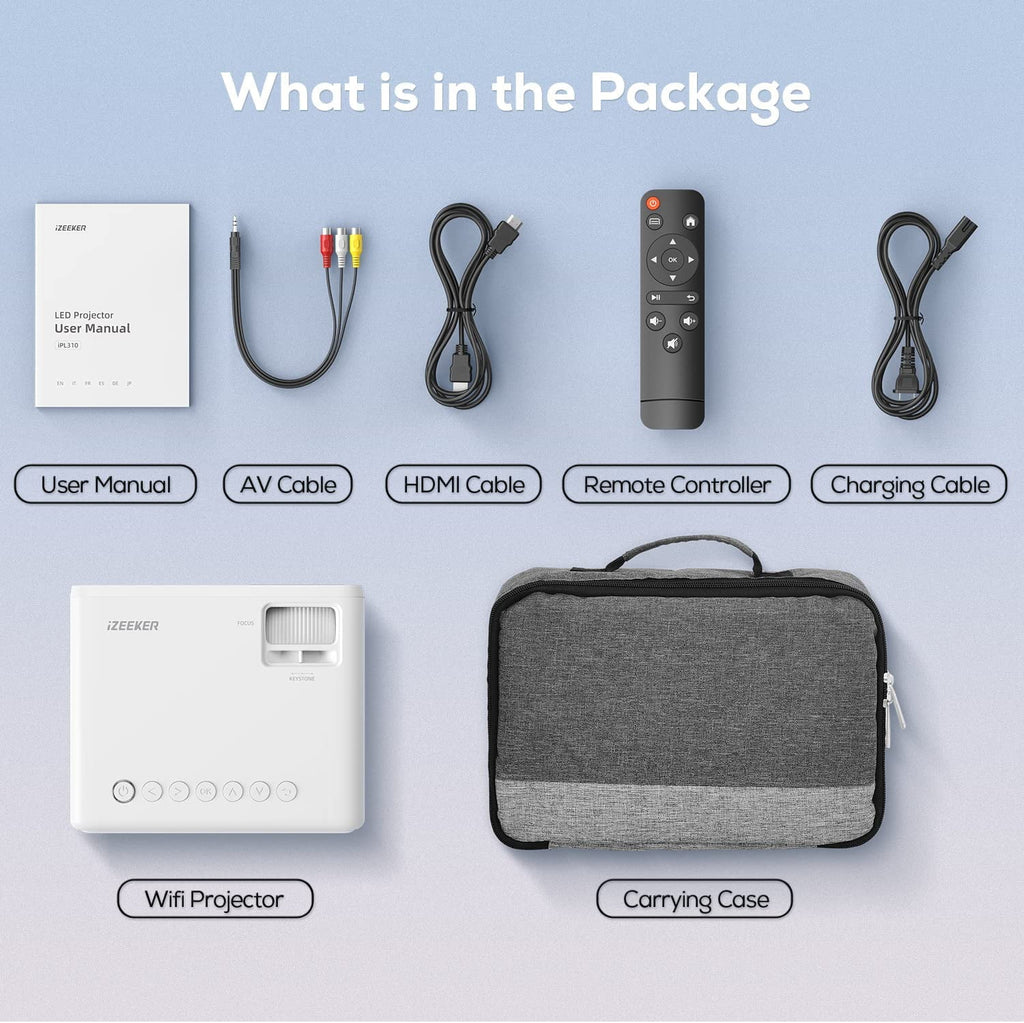 1080P Native Projector with 5G Wifi & Bluetooth 5.2, 9000 Lumens LED, 4K Supported, 180" Display, Portable Home Theater Projector with Carry Bag