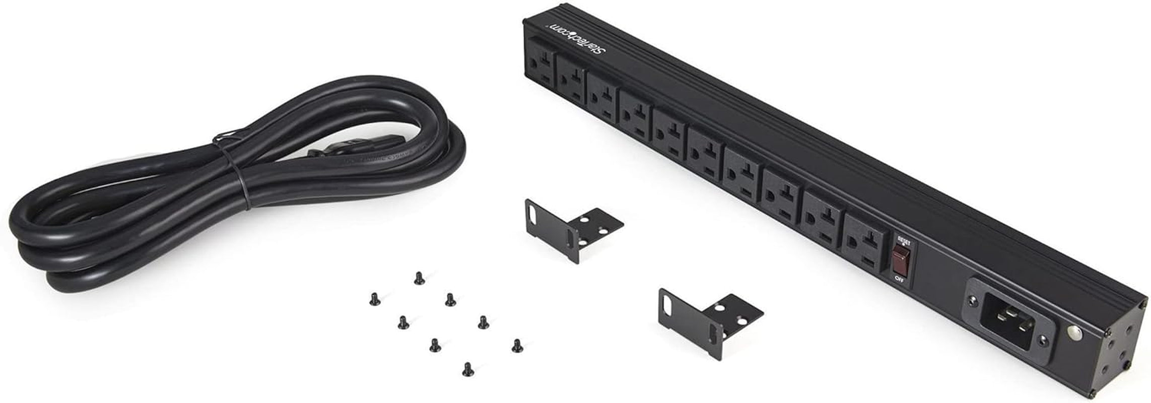 Startech 10-Outlet 1U PDU, 125V/16A, UL, 8Ft Cord, TAA (RKPW101920)